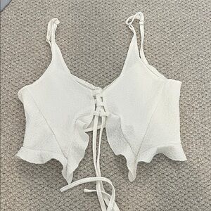 SHEIN White Lace-Up Crop Top